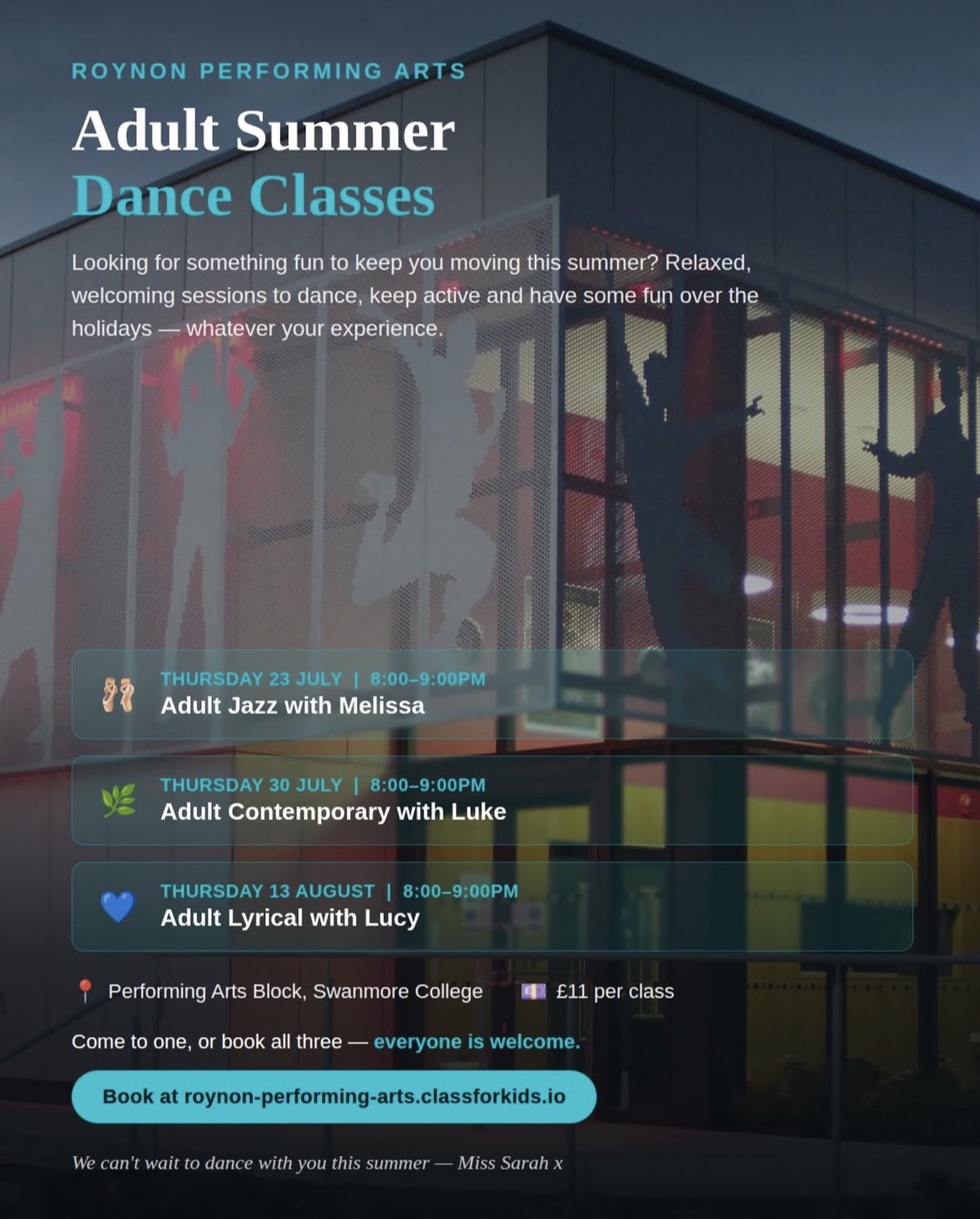 Adult Summer Classes - all welcome!